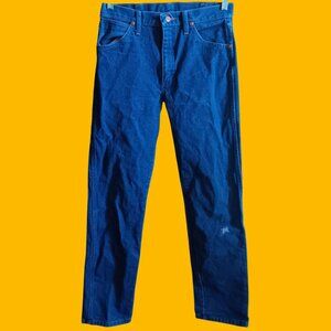 30x33 Wrangler Blue Denim Straight-Leg Mens Jeans W34 L30 Made In Mexico Y2l